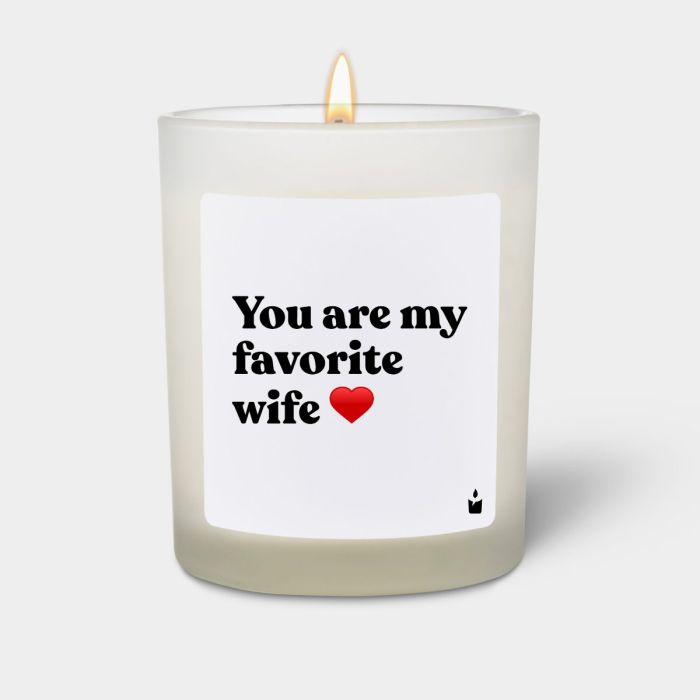 Duftkerze Weiss Woody You are my favorite wife