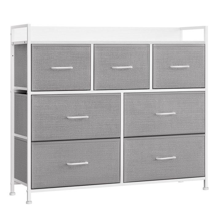 Kommodenschrank 7 Schubladen Grau Stoff