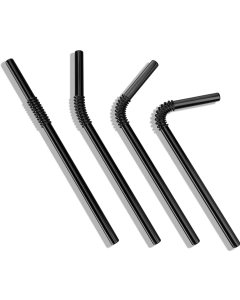 Edelstahl Trinkhalme Biegbar Schwarz 4er Set 22cm