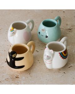 Tassen Set Animal Espresso Mug (4er Set - Lama, Einhorn, Narwal, und Faultier)