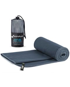 Mikrofaser Handtuch schnelltrocknend mit Tasche 70x140cm Dunkelgrau