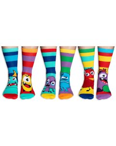 Einzelne Socken im 6er Pack, THE MEDDLERS Bunte Monster, Gr. 30-38, mit Geschenkbox