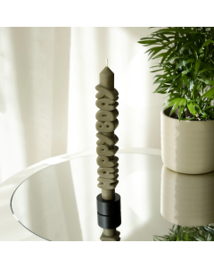 Kerze Taper candle HAPPY BDAY Olive Green
