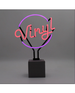 Glas Neon Tischlampe mit Betonsockel - Vinyl Violett