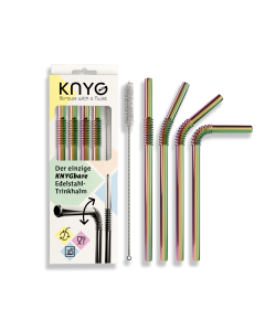 Edelstahl Trinkhalme Biegbar Rainbow 4er Set 22cm