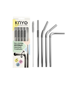 Edelstahl Trinkhalme Biegbar Silber 4er Set 22cm