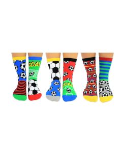 Einzelne Socken im 6er Pack, JUST KICK IT Bunte Fussbälle, Gr. 30-38, mit Geschenkbox