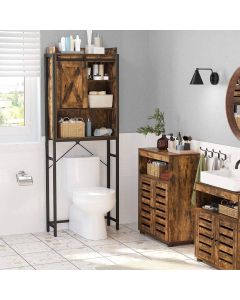 Toilettenregal mit Schrank Industrie-Design vintagebraun