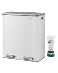 Treteimer 60L Mülltrennung Weiss Stahl