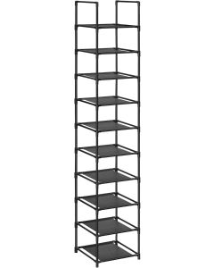 Schuhregal Metallgestell 10 Ebenen, 33 x 33 x 173 cm, Schwarz