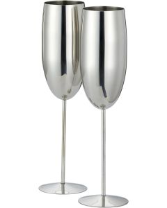 Edelstahl Sektgläser Flute Silber 2er-Set