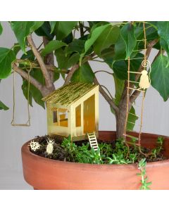 Mini-Baumhaus für Pflanzentöpfe Tiny Treehouse Gold