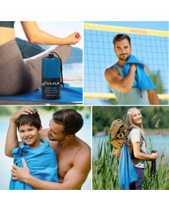 Mikrofaser Handtuch schnelltrocknend mit Tasche 70x140cm Blau