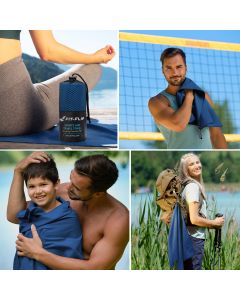 Mikrofaser Handtuch schnelltrocknend mit Tasche 100x200cm Marineblau