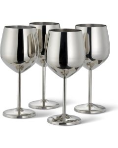 Edelstahl Weingläser Silber 4er-Set