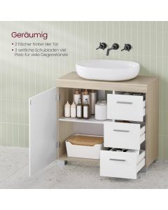 Waschbeckenunterschrank mit Schubladen wolkenweiss-naturbeige