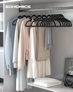 Kleiderbügel Samt 20er Set Silber-Schwarz