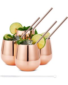 Edelstahl Trinkbecher Roségold 4er-Set inkl. Trinkhalmen
