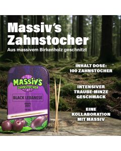 Massiv's Black Lebanese Zahnstocher mit Geschmack Grape Mint