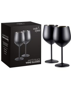 Edelstahl Weingläser Schwarz Matt 2er-Set