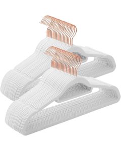 Kleiderbügel Samt 50er Set Roségold-Weiss