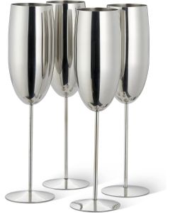Edelstahl Sektgläser Flute Silber 4er-Set