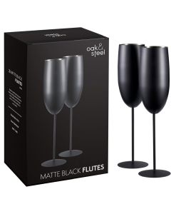 Edelstahl Sektgläser Flute Schwarz Matt 2er-Set