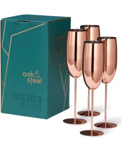 Edelstahl Sektgläser Flute Roségold 4er-Set