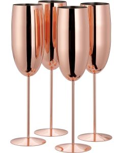 Edelstahl Sektgläser Flute Roségold 4er-Set