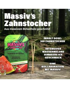 Massiv's Sommer in Beirut Zahnstocher mit Geschmack Watermelon Raspberry Ice in Metalldose