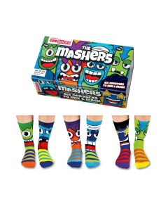 Einzelne Socken im 6er Pack, THE MASHERS Bunte Monster, Gr. 30-38, mit Geschenkbox