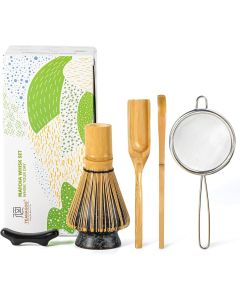 Matcha Set 6-tlg. Chasen, Chashaku, Sieb, Löffel & Halter