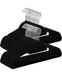Kleiderbügel Samt 50er Set Schwarz
