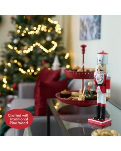 Weihnachts-Nussknacker Soldat rot silber 30cm