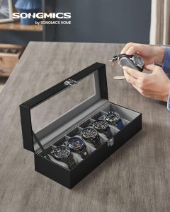Uhren Aufbewahrung Box für 6 Uhren Schwarz