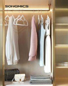 Kleiderbügel Samt 50er Set Roségold-Weiss