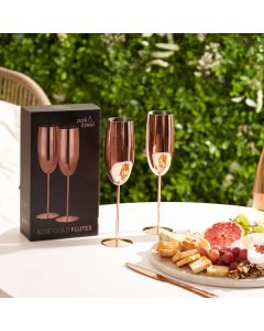 Edelstahl Sektgläser Flute Roségold 2er-Set