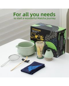 Matcha Set Hellgrün mit Ausgiessschale 7-tlg.