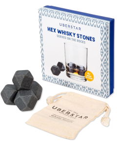 Whisky-Steine Hexagon 4er-Pack mit Tasche