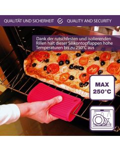 Topflappen Silikon Rot