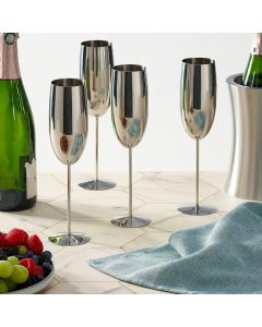 Edelstahl Sektgläser Flute Silber 4er-Set