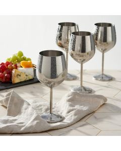 Edelstahl Weingläser Silber 4er-Set