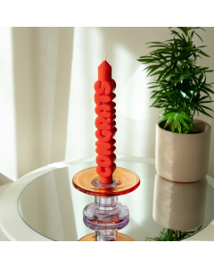 Kerze Taper candle CONGRATS Orange