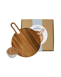 Pizzaschneider Geschenkset natur