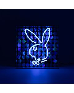 Acryl-Box Neon - Playboy Disco Bunny blau