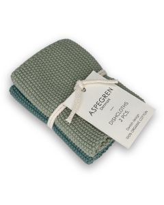 Spüllappen Aus Bio-Baumwolle 2er-Set Gestrickt Mint