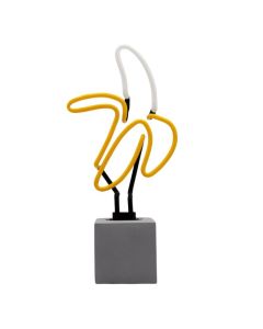 Glas Neon Tischlampe mit Betonsockel - Banane