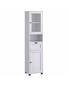 Badezimmerschrank Hochschrank Glastür Ahornweiss