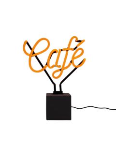 Glas Neon Tischlampe mit Betonsockel - Café