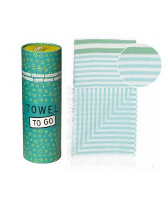 Bali Strandtuch Baumwolle Hamamtuch 180x100cm Türkis-Grün gestreift